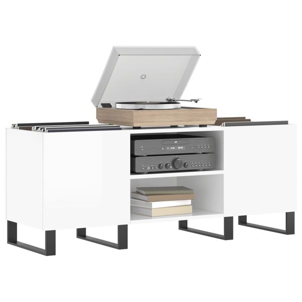 vidaXL Hifi-benk høyglans hvit 121x38x48 cm konstruert tre