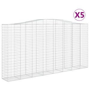 vidaXL Gabionkurver buede 5 stk 400x50x200/220 cm galvanisert jern