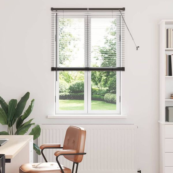 vidaXL Vindu Persienne med gardiner Svart Aluminium