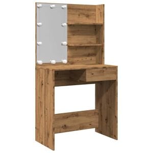 vidaXL Sminkebord med LED artisan eik 74,5x40x141 cm