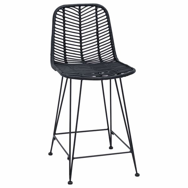 vidaXL Barstol 2 pcs Svart 44,5 x 54,5 x 97,5 cm Rattan og Jern