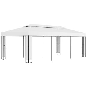 vidaXL Paviljong med dobbelt tak 3x6 m hvit