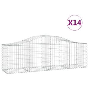 vidaXL Gabionkurver buede 14 stk 200x50x60/80 cm galvanisert jern
