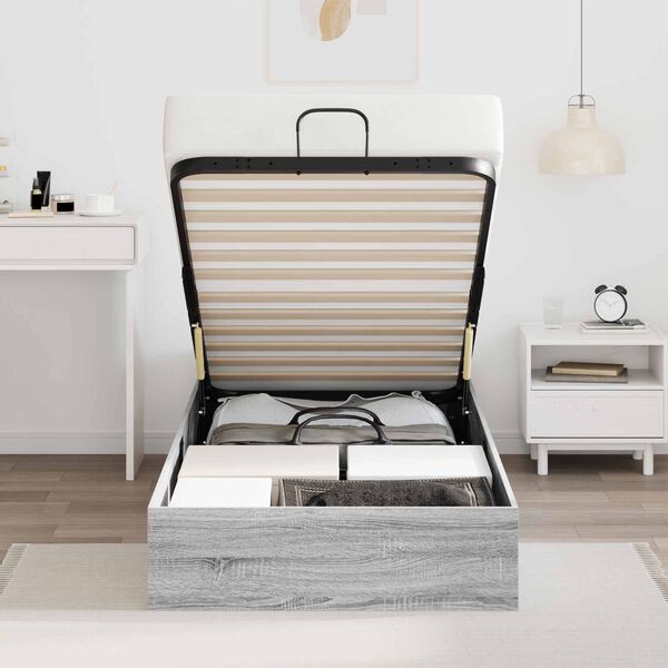 vidaXL Ottoman sengeramme Gr&aring; Sonoma 193 x 120 x 25 cm Sponplate