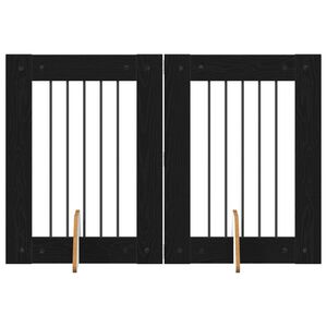 vidaXL Hundegate med stender 2 pcs Svart eik 60 x 80 cm Konstruert tre