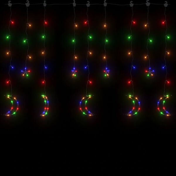 vidaXL Lysslynge stjerne og måne med fjernkontroll 138 LED flerfarget