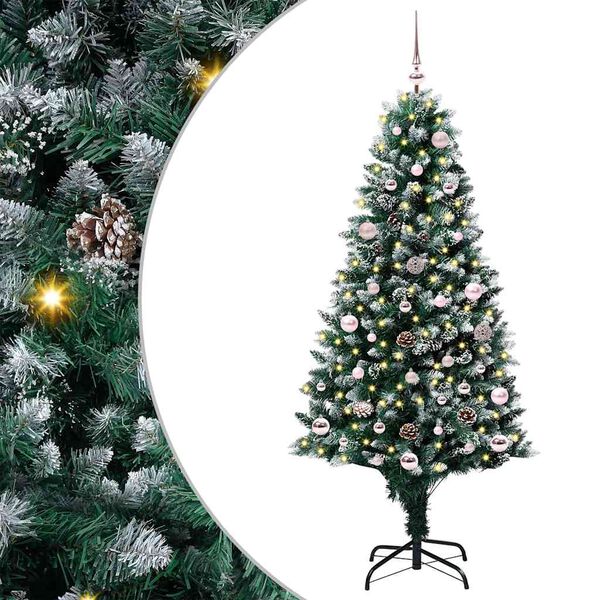 vidaXL Kunstig juletre med 150 LED grønn 150 cm PVC og Stål og Plast