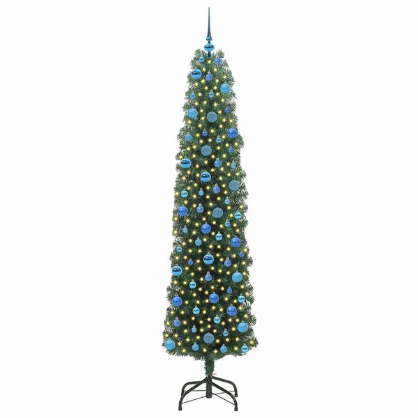 vidaXL Kunstig juletre med 300 LED gr&oslash;nn 240 cm PVC og st&aring;l og plast