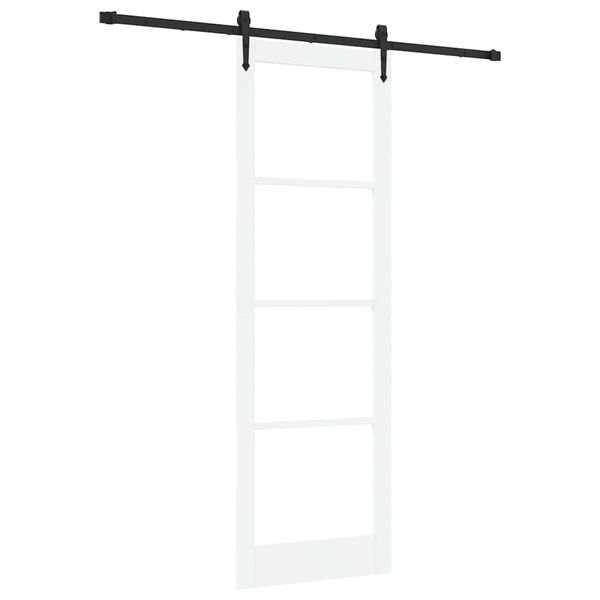 vidaXL Skyved&oslash;r Hvit og svart 78 x 232 cm Massivt furutre og glass