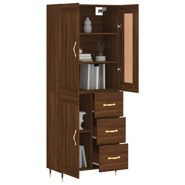 vidaXL Highboard brun eik 69,5x34x180 cm konstruert tre