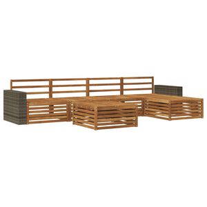 vidaXL Utend&oslash;rs sofa-sett 6 stk. Naturlig Solid akasietre