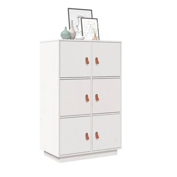 vidaXL Highboard hvit 67x40x108,5 cm heltre furu