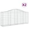 vidaXL Gabionkurver buede 2 stk 200x30x80/100 cm galvanisert jern