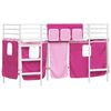 vidaXL Kiddos Loft Senge Ramme med Gardiner Hvit og Rosa 90 x 190 cm