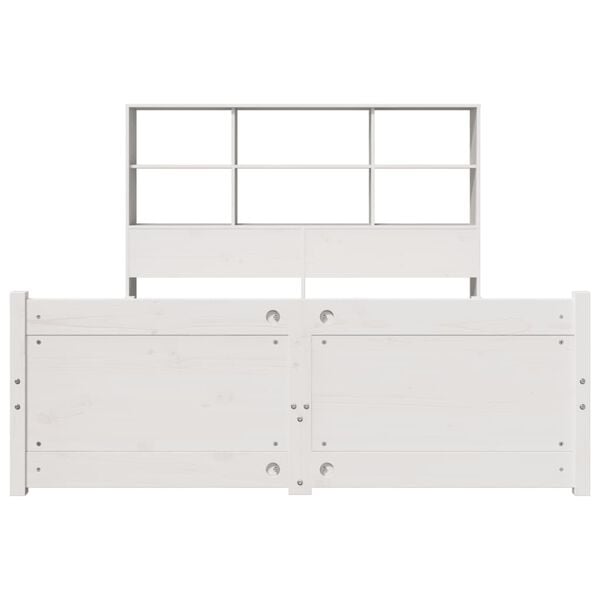 vidaXL Seng med bokhylle uten madrass hvit 120x190 cm heltre furu
