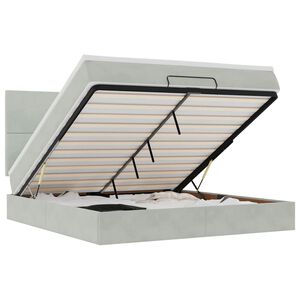 vidaXL Ottoman sengeramme med madrasser lysegr&aring; 160x200cm fl&oslash;yel