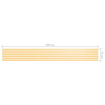 vidaXL Balkongskjerm hvit og gul 75x600 cm oxfordstoff