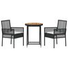 vidaXL Hage Bistro Sett 3 pcs Svart Poly rattan