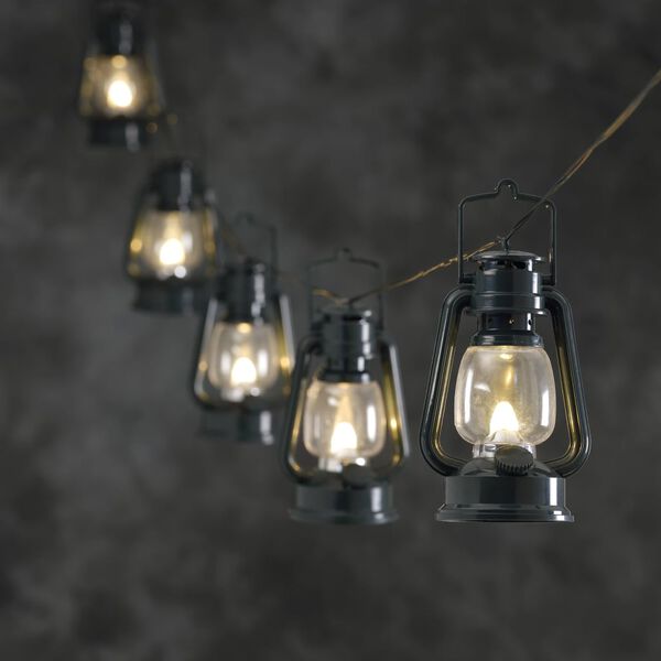 KONSTSMIDE Lanternelyssett med 8 lamper gr&oslash;nn varm hvit