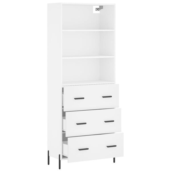 vidaXL Highboard hvit 69,5x34x180 cm konstruert tre