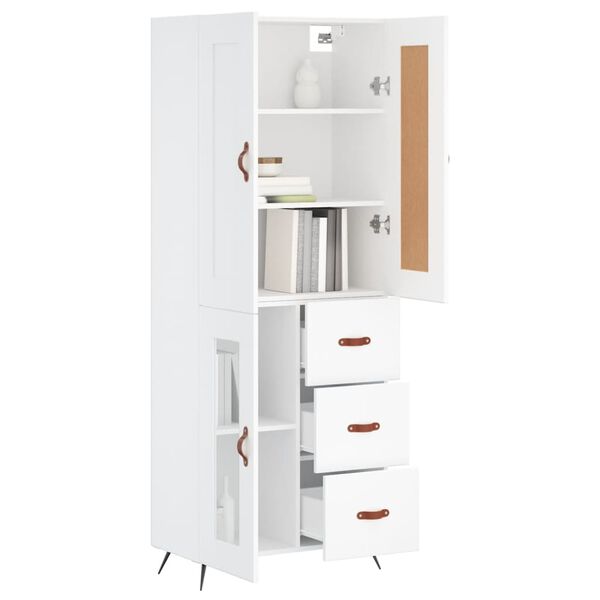 vidaXL Highboard hvit 69,5x34x180 cm konstruert tre