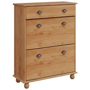 vidaXL Sko Skap med skuff ASKIM Brun 85 x 35 x 108 cm Massiv furu