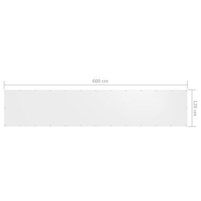 vidaXL Balkongskjerm hvit 120x600 cm oxfordstoff