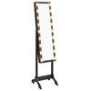 vidaXL Frittst&aring;ende speil med LED svart 34x37x146 cm