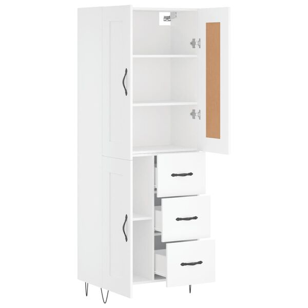 vidaXL Highboard hvit 69,5x34x180 cm konstruert tre