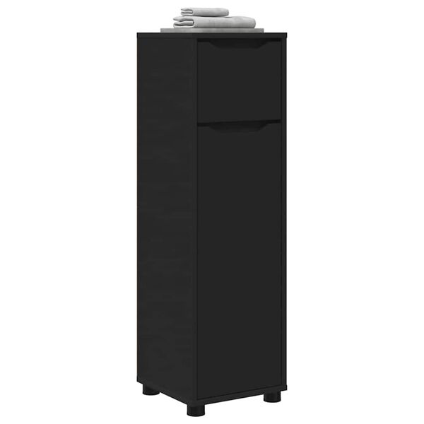 vidaXL Baderomsskap med skuff Svart 30,5 x 30 x 101 cm Konstruert tre