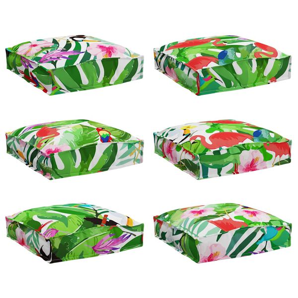 vidaXL Pute Blomster 6 pcs Flerfarget 40 x 40 x 8 cm Oxford Stoff