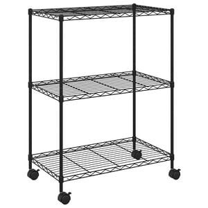 vidaXL Oppbevaringshylle 3 etasjer med hjul 60x35x81 cm svart 150 kg