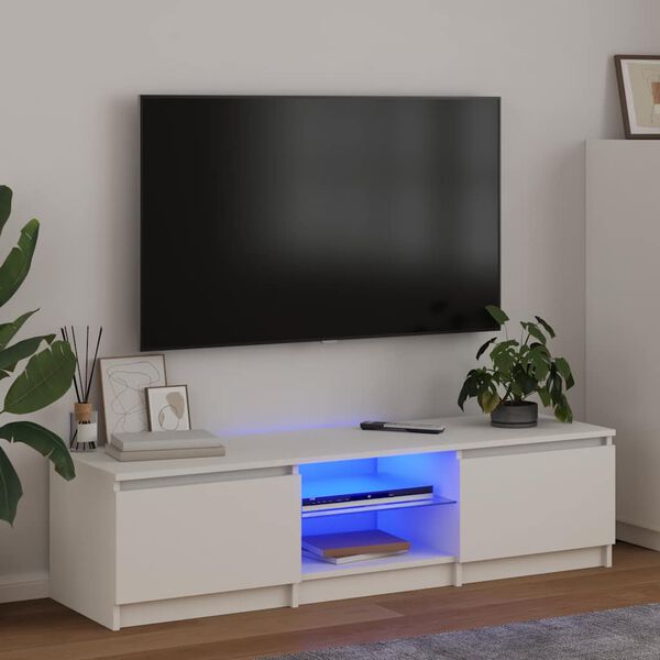 vidaXL TV-benk med LED-lys hvit 140x40x36 cm