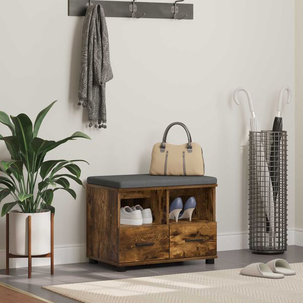 vidaXL Gangbenk R&oslash;kt eik 60 x 38 x 46 cm Sponplate og Polstret Stoff