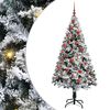 vidaXL Kunstig juletre med 150 LED Hvit 150 cm PVC og St&aring;l og Plast