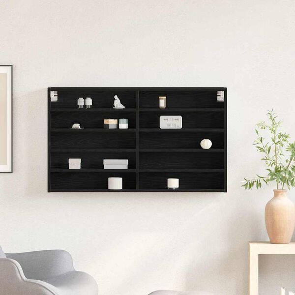vidaXL Visningsskap Svart Eik 100 x 15 x 58 cm Konstruert tre