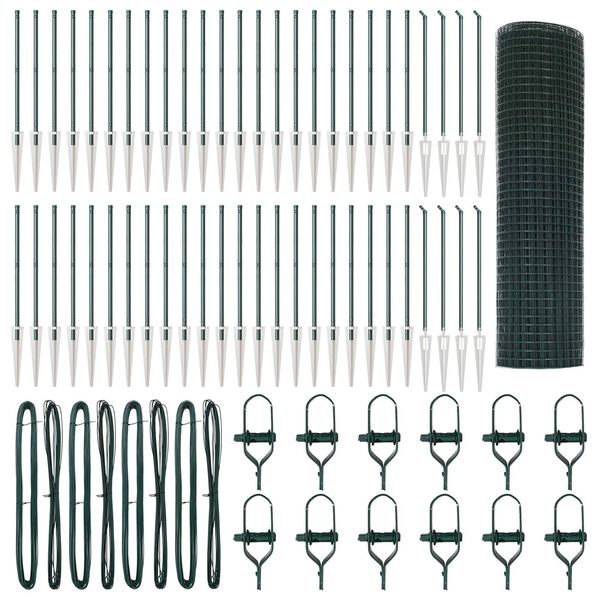 vidaXL Gjerdep&aring;le gr&oslash;nn 100 x 0,4 m (12 x 12 mm nett) St&aring;l og PVC