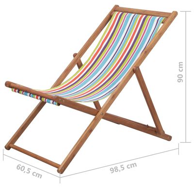 vidaXL Sammenleggbar strandstol stoff og treramme flerfarget