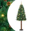 vidaXL Slim juletre med 300 LED gr&oslash;nn 180 cm PVC og Massivt Furu tre