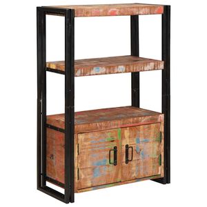 vidaXL Bokhylle med D&oslash;rer Brun Solid resirkulert tre og metall