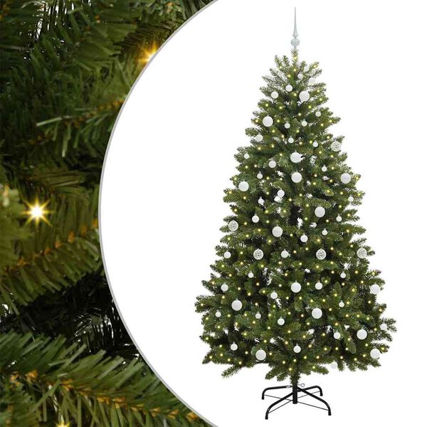vidaXL Kunstig juletre med 300 LED gr&oslash;nn 210 cm PVC og metall