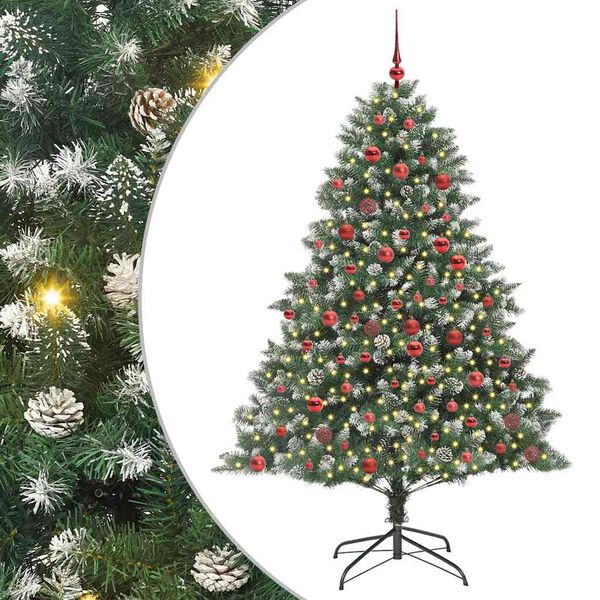vidaXL Kunstig juletre med 300 LED gr&oslash;nn 180 cm PVC og plast og st&aring;l
