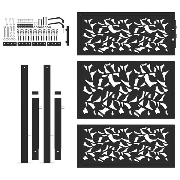 vidaXL Hageport svart 100x125 cm stålbladdesign