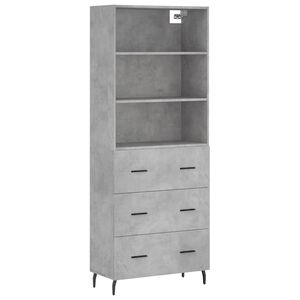 vidaXL Highboard betonggr&aring; 69,5x34x180 cm konstruert tre