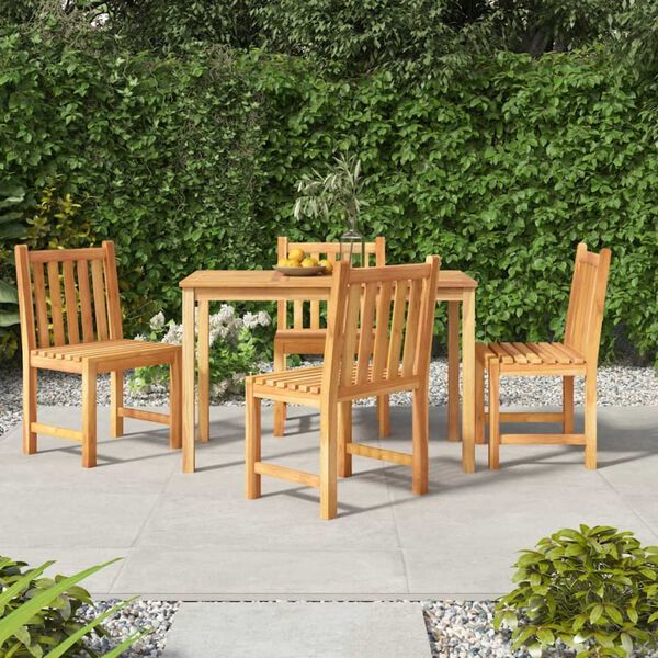 vidaXL Hagespisegruppe 5 deler heltre teak