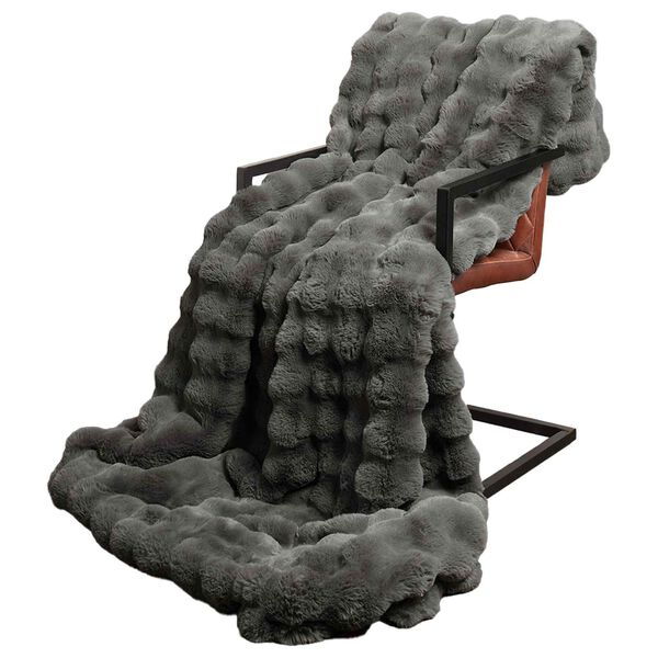 vidaXL Faux kaninullteppe 4 pcs Mørkegrå 240 x 270 cm Polyester