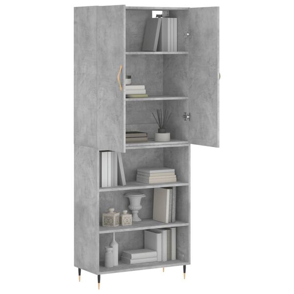 vidaXL Highboard betonggr&aring; 69,5x34x180 cm konstruert tre
