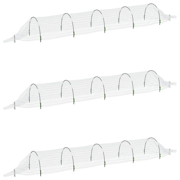 vidaXL Nettingtunneler 3 stk 1,5x5 m glassfiber og PP