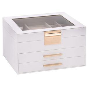vidaXL Smykkeskrin 3-lags hvit 23x20,5x14 cm