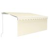 vidaXL Manuell uttrekkbar markise med rullegardin LED 3x2,5 m kremhvit